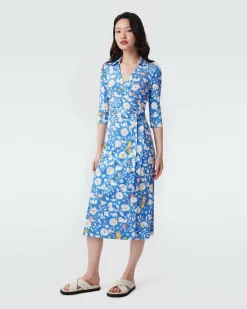 Discount Diane von Furstenberg Abigail Silk Jersey Midi Wrap Dress In Signature Blue Fortuna
