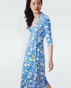 Discount Diane von Furstenberg Abigail Silk Jersey Midi Wrap Dress In Signature Blue Fortuna
