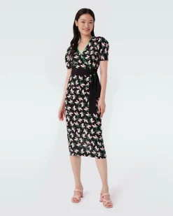 Sale Diane von Furstenberg Alexia Cady Wrap Top In Black Metamorphosis