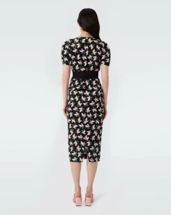 Sale Diane von Furstenberg Alexia Cady Wrap Top In Black Metamorphosis