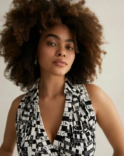Discount Diane von Furstenberg Ariane Top In Tiny Dvf 50Th Crossword Black