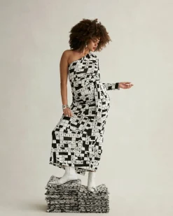 Fashion Diane von Furstenberg Coco Silk Jersey Dress In Dvf 50Th Crossword Ivory