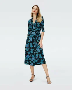 New Diane von Furstenberg Dvf Abigail Midi Dress In China Vine Blk Med