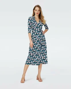 Discount Diane von Furstenberg Dvf Abigail Midi Dress In Fortune Vine Ivory