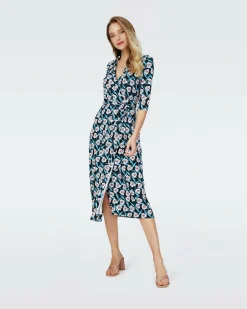 Discount Diane von Furstenberg Dvf Abigail Midi Dress In Fortune Vine Ivory