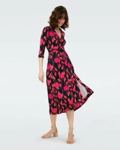 Best Diane von Furstenberg Dvf Abigail Midi Dress In Lantern Leaves Posion Pk Lg