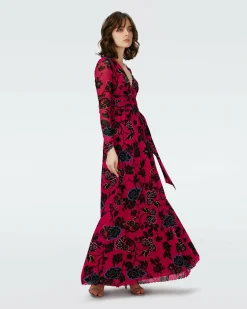 Outlet Diane von Furstenberg Dvf Anne Dress In China Vine Poison Pink Lg