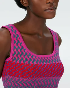 Discount Diane von Furstenberg Dvf Arpita Top In Multicolor Zigzag Strip Pk/Bu