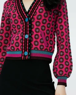 Best Diane von Furstenberg Dvf Bryant Cardigan In Flwer Tie Poison Pink