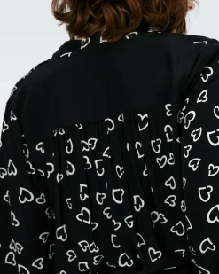 Clearance Diane von Furstenberg Dvf Ginny Two Blouse In Small Hearts/Blk