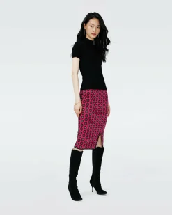 Clearance Diane von Furstenberg Dvf Gusta Skirt In Flwer Tie Poison Pink