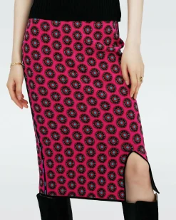 Clearance Diane von Furstenberg Dvf Gusta Skirt In Flwer Tie Poison Pink