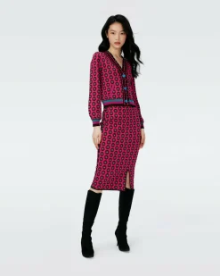 Clearance Diane von Furstenberg Dvf Gusta Skirt In Flwer Tie Poison Pink