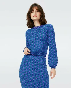 Best Diane von Furstenberg Dvf Iggy Top In Flower Tie Turquoise