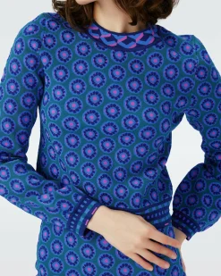 Best Diane von Furstenberg Dvf Iggy Top In Flower Tie Turquoise