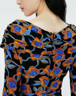 Fashion Diane von Furstenberg Dvf Jim Dress In Oracle Rose Sm Blk Coffee