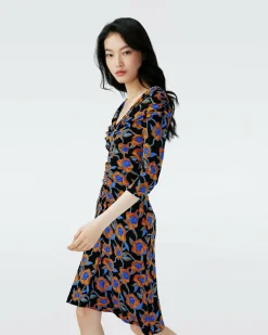 Fashion Diane von Furstenberg Dvf Jim Dress In Oracle Rose Sm Blk Coffee