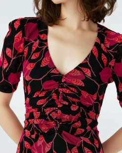 Sale Diane von Furstenberg Dvf Koren Reversible Dress In Lantern Leaves Pk/Dia Cubes Pk