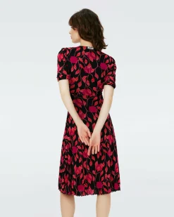 Sale Diane von Furstenberg Dvf Koren Reversible Dress In Lantern Leaves Pk/Dia Cubes Pk