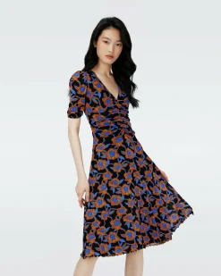 Hot Diane von Furstenberg Dvf Koren Reversible Dress In Oracle R/Tarot Maze Blk Coffee