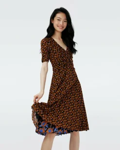 Hot Diane von Furstenberg Dvf Koren Reversible Dress In Oracle R/Tarot Maze Blk Coffee