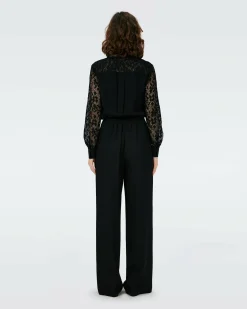 Sale Diane von Furstenberg Dvf Louise Top In Black/Lace