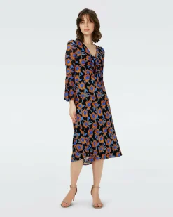 New Diane von Furstenberg Dvf New Shauna Dress In Oracle Rose Sm Blk Coffee