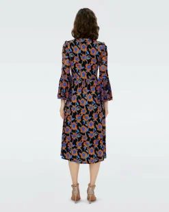 New Diane von Furstenberg Dvf New Shauna Dress In Oracle Rose Sm Blk Coffee