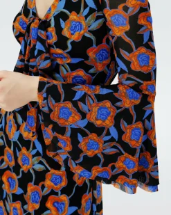 New Diane von Furstenberg Dvf New Shauna Dress In Oracle Rose Sm Blk Coffee