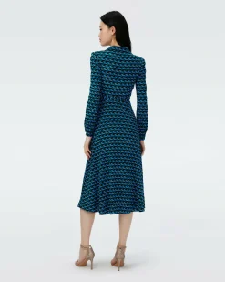 Hot Diane von Furstenberg Dvf Phoenix Reversible Dress In Dragon Dance/3D Cube Emerald