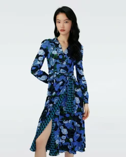 Hot Diane von Furstenberg Dvf Phoenix Reversible Dress In Dragon Dance/3D Cube Emerald