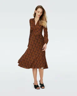 Online Diane von Furstenberg Dvf Phoenix Reversible Dress In Oracle R/Tarot Maze Blk Coffee