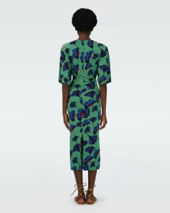 Online Diane von Furstenberg Dvf Valerie Dress In Falling Gingko Venus Gn Lg