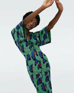 Online Diane von Furstenberg Dvf Valerie Dress In Falling Gingko Venus Gn Lg