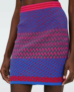 Outlet Diane von Furstenberg Dvf Viv Skirt In Multicolor Zigzag Strip Pk/Bu