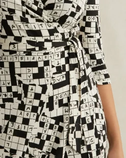 New Diane von Furstenberg Julian Silk Jersey Wrap Dress In Tiny Dvf 50Th Crossword Ivory