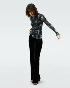 Best Diane von Furstenberg Logan Metallic Mesh Top