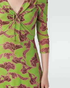 Outlet Diane von Furstenberg Merlot Knee-Length Mesh Dress