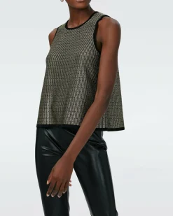 Online Diane von Furstenberg Morgause Metallic Knit Jacquard Top