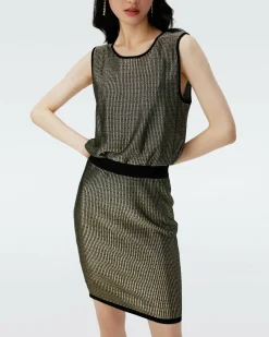 Sale Diane von Furstenberg Richie Metallic Knit Jacquard Dress