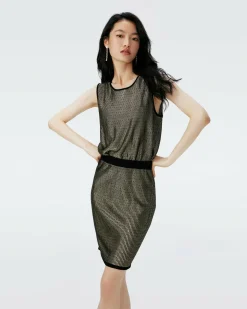 Sale Diane von Furstenberg Richie Metallic Knit Jacquard Dress